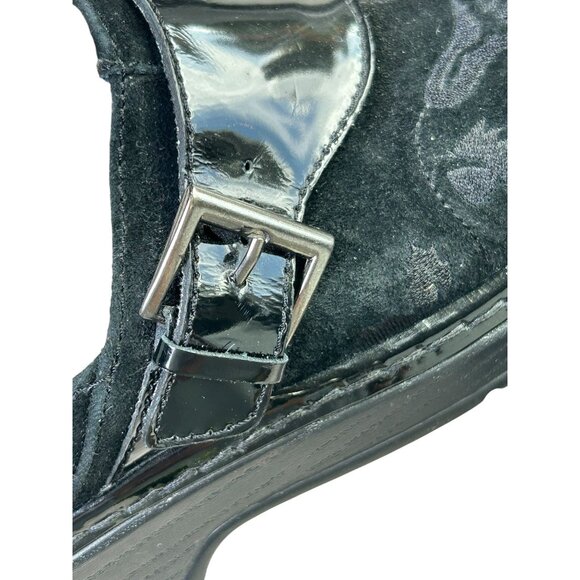 KLOGS Black Floral Leather Clogs Women's 7.5 Slip On Buckle Suede Arch Support - Picture 16 of 16